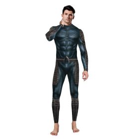 Halloween Digital Printing Cosplay Jumpsuit Tights (Option: Blue-L)
