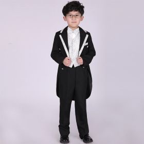 Children Swallowtail Dresses Of Bride Fellow Kids Boys School Uniform (Option: Black Silver Edge-90CM)