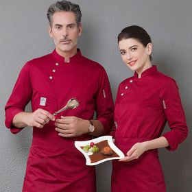 Baking Kitchen Chef's Uniform Long Sleeve (Option: Red-2XL)