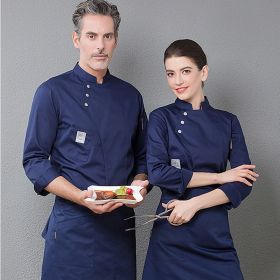 Baking Kitchen Chef's Uniform Long Sleeve (Option: Blue-4XL)