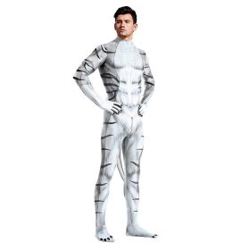 Costume Animal White Tiger Pattern Digital Printing Jumpsuit Male (Option: B2731047-S)
