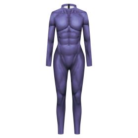 Digital Printing Play Jumpsuit Muscle Tights Performance Wear (Option: Purple Muscle-M)
