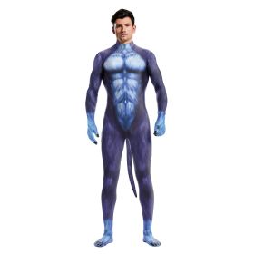 Animal Costume Blue Dog Digital Printing All-inclusive Tight Jumpsuit Performance Wear (Option: Purple-M)