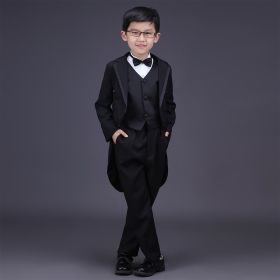 Children Swallowtail Dresses Of Bride Fellow Kids Boys School Uniform (Option: Black With Black Edge-100cm)
