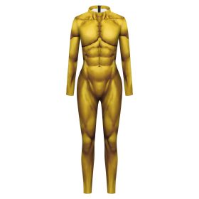 Digital Printing Play Jumpsuit Muscle Tights Performance Wear (Option: Golden Muscle-L)