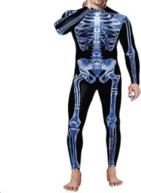 Men's Skull Print Close-fitting Union Suit Party Clothing (Option: JRXTJSY 009-M)